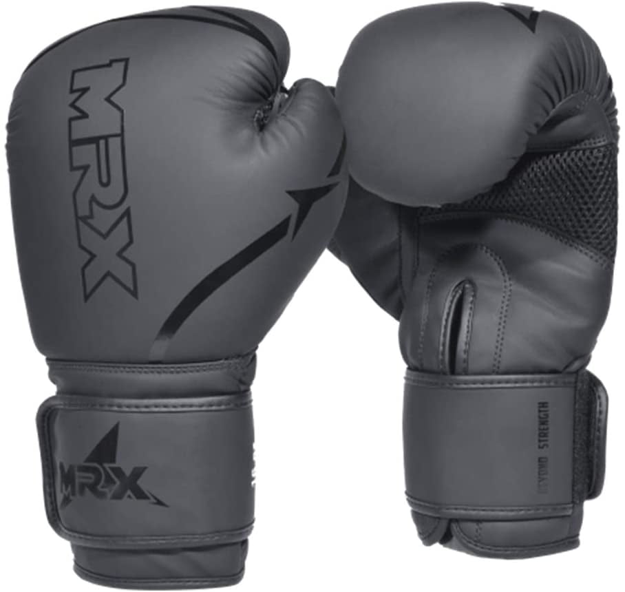 black Boxing Gloves Tape Fasten Pro type training PunchBag MuayThai Training MMA 