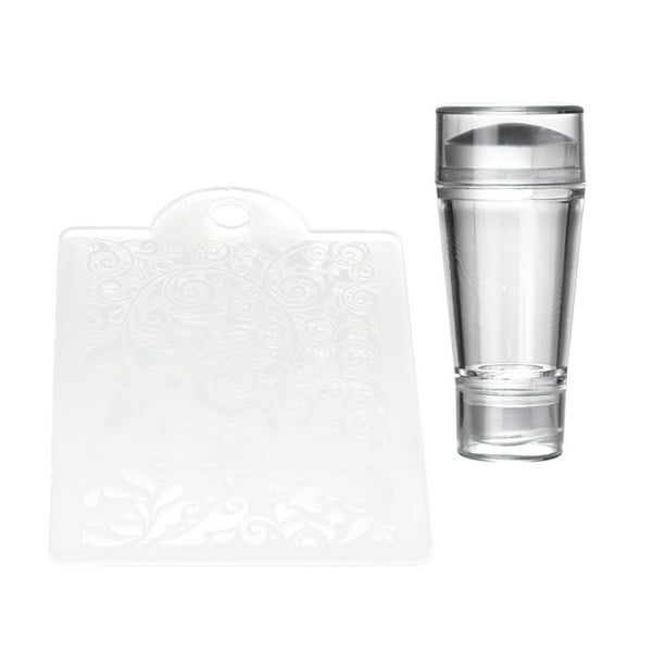 Silicone Stamper Stamping Transfer Image Scraper Clear Template - 4.3 4.3 x 6 x 2.7 cm shamjiam Raspador de transferencia de uñas