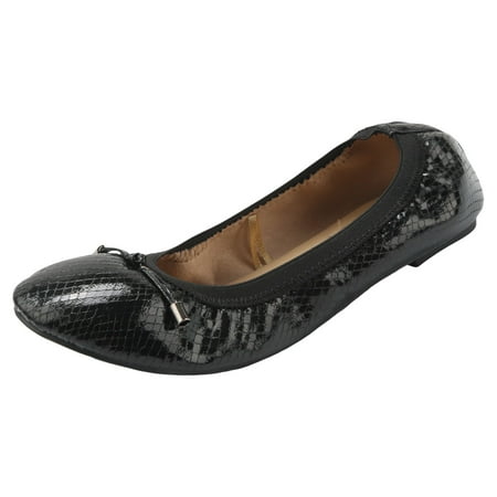 

PLLFRLRT Ballet Flats Shoes for Women with Bow Foldable Portable Comfortable PU Leather Slip on Shoes Soft Casual Work Flats Office Shoes(Black 8)