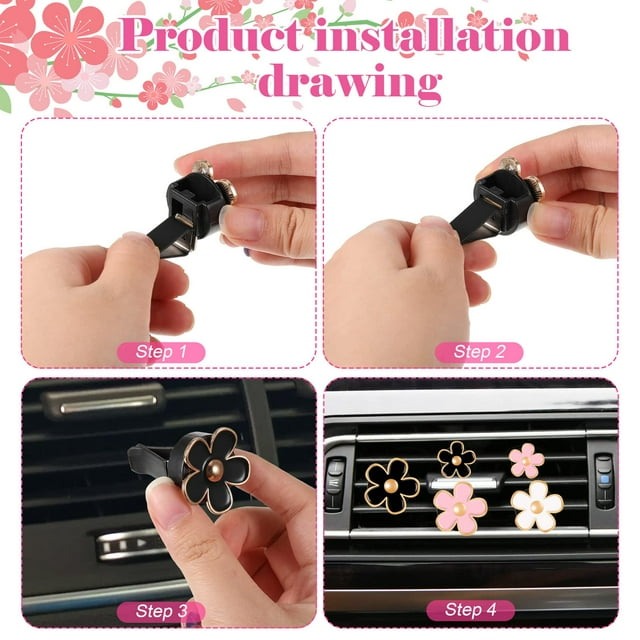 Decodeary 6pcs Enjoy Clean And Fresh Atmosphere In Car With Air Purifying Air Freshener white pink black 1Set