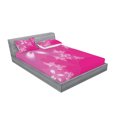 thumbnail image 2 of Ambesonne Hot Pink Fitted Sheet & Pillow Sham Set, Vibrant Floral Modern, King, Hot Pink White, 2 of 2