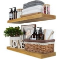 thumbnail image 5 of Wood Floating Shelves 24 inch, Wide Rustic Wooden Wall Shelves for Bathroom Living Room Bedroom Kitchen Farmhouse Set of 2-24x 6.7 x1.25 inch- Black, 5 of 8