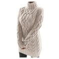 thumbnail image 1 of Fgnfyis Col Roulé à Manches Chandail Haut d'Hiver Taille Longue Chandail Robe Ample Femme Chandail Robes Chandail Kaki P, 1 of 7