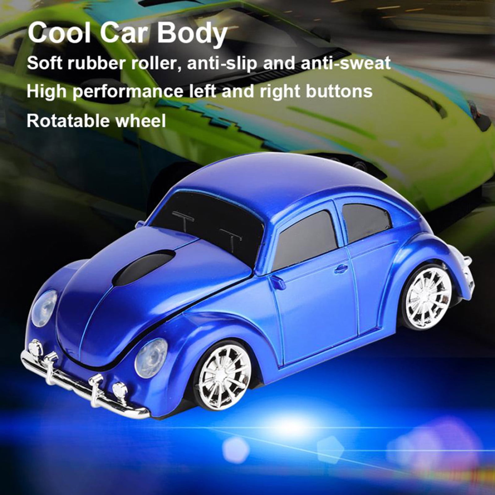 Deyuer Wireless Mouse Ergonomic Comfortable to Use Car Shape Wireless Gaming Mouse Receiver for PC Laptop,Red