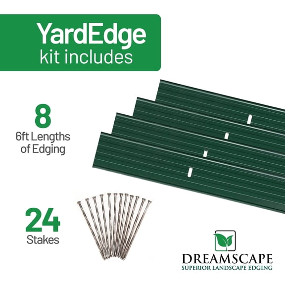 Dreamscape YardEdge Landscape Edging, Green Duraflex Aluminum, 8 Pack 6ft Garden Border Strips, 48ft Total