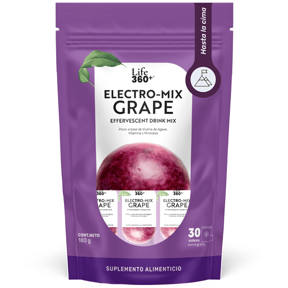 Suplemento en polvo efervescente Life 360+ ELECTRO-MIX Sabor UVA 30 sobres
