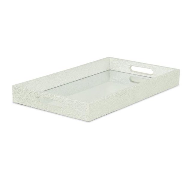 Cheungs FP-3986WTGD Labai Shagreen Mirrored Tray, White & Gold