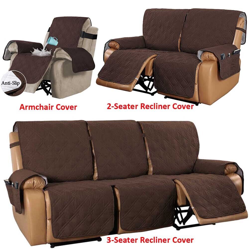 Collections Etc Fleece Recliner Furniture Protector Cover with Pockets