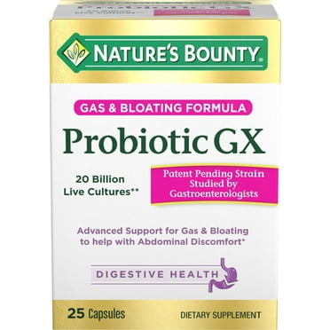 Nature's Bounty Probiotic GX, Gas and Bloating Capsules, 25 Ct
