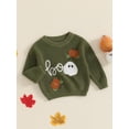 thumbnail image 5 of Loicainy Toddler Baby Boys Girls Halloween Sweaters 3 6 9 12 18 24 Months 2T 3T Witch Pumpkin Letter Ghost Long Sleeve Round Neck Ribbed Knitted Pullover Tops, 5 of 9