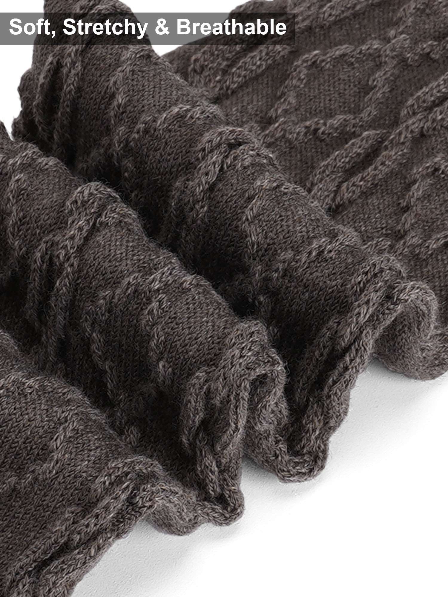 Deago 2 Pairs Women's Knee High Wool Socks Thick Winter Knit Thermal Long Boot Stocking Socks Leg Warmers (Coffee)