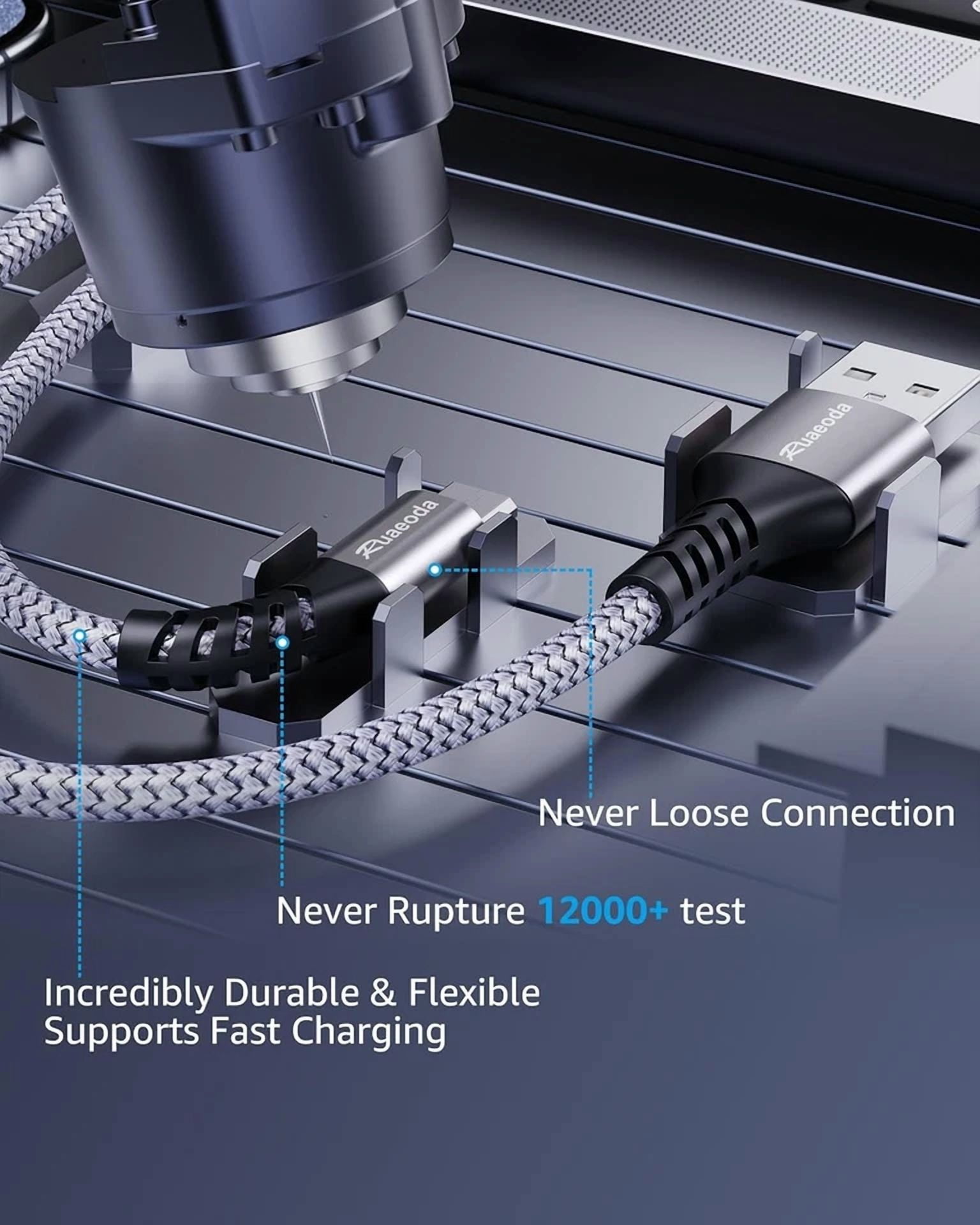 CRESTIN- Micro Usb Cable Android Charger 6Ft 2Pack Ps4 2Pack 6Ft, Nylon Braid