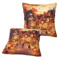thumbnail image 2 of Halloween Throw Pillow Covers, Halloween Street Party B Halloween Decorations Square Pillow Cases with Invisible Zipper for Bed Couch Sofa, Farmhouse Halloween Decor-2 Pack 18x18, 2 of 6