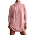 thumbnail image 2 of TGSLY Women's Side Snap Button Down Sweater Warm Soft Turtleneck Long Sleeve Knit Cardigan Dressy Casual Solid Color Fall Winter Outerwear XXXL, 2 of 9