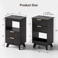 thumbnail image 2 of YDN Modern Tall Nightstand Set of 2 - Bedside Table with Fluted Design & Charging Station, Wooden Bedsides End Table with Large Open Shelf for Bedroom, Living Room,Black, 2 of 11