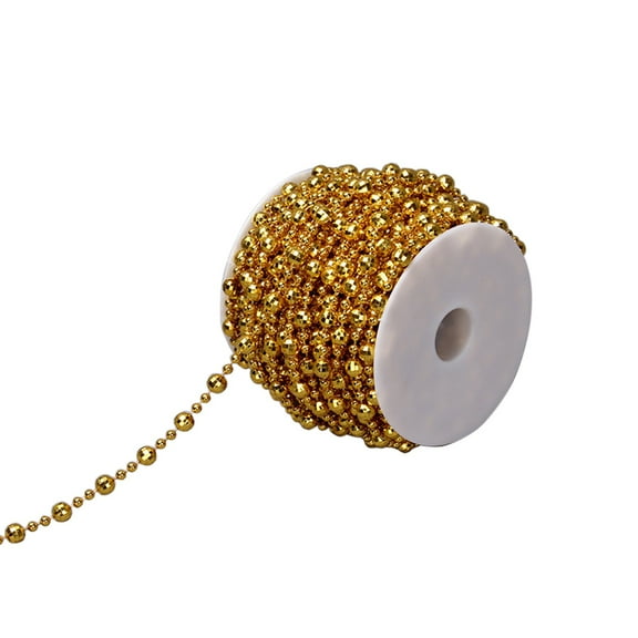49 Feet Christmas Tree Beads Beaded Garland Strand Plastic Pearls Beads Garland Crystal Bead Roll for Christmas and Holiday Decorations (Gold)