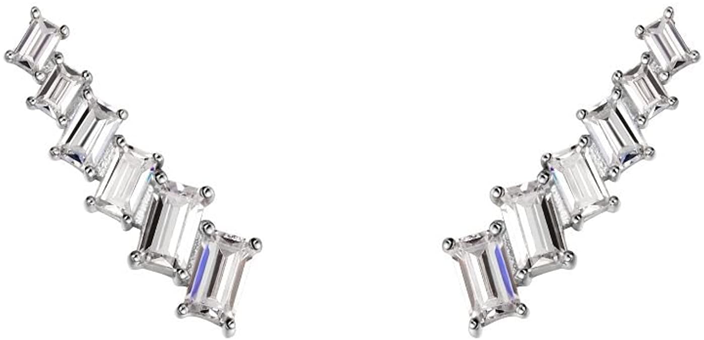 Mini Stud Curved Bar Stud Sterling Silver Star Stud Earrings For Women CZ Stud Earrings Birthday,Sisters,Friend Gift Geometric Jewelry