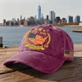 thumbnail image 2 of 250th Anniversary USA Patriotic Hat Independence Day American Flag Cap Adjustable Embroidered Commemorative Cap Vintage Denim Gift for Men Veterans,Wine, 2 of 5