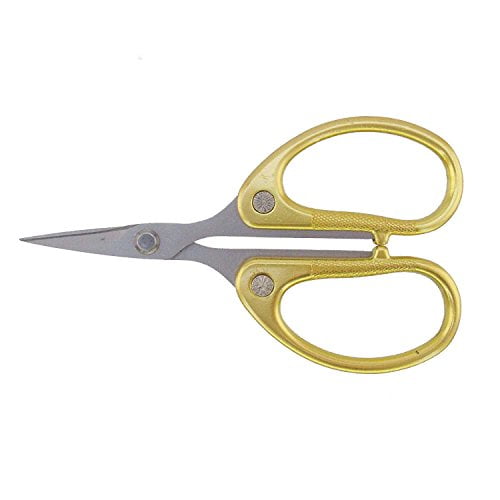 Embroidery Scissors - 4 1/2 Fine Cut Sharp Point Titanium Scissors  w/Sheath - Small Craft Snip Scissors - Gold - 3 Pairs 