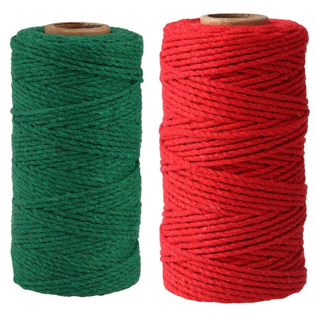 GOOHOCHY 2 piezas de cuerda de cáñamo para manualidades y manualidades festivas, hilo de algodón.