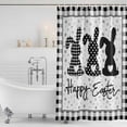 thumbnail image 3 of Easter Shower Curtain, Waterproof Shower Curtains for Bathroom, Spring Polka Dot Bunny Black Plaid Checkered Washable Fabric Bathtub Curtain Set Bath Decor with 12 Hooks Long 72"x84", 3 of 8