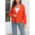 thumbnail image 2 of Fringe Tassel Open Front Sweater Cardi Long Sleeve Drop Shoulder Orange Small, 2 of 5