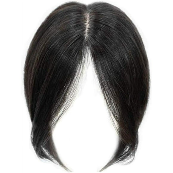 SURJDE 100% Human Hair Topper Piecesr Crown Topper Clip in Top Hairpieces for Women with Thinning Hair (11''),Black