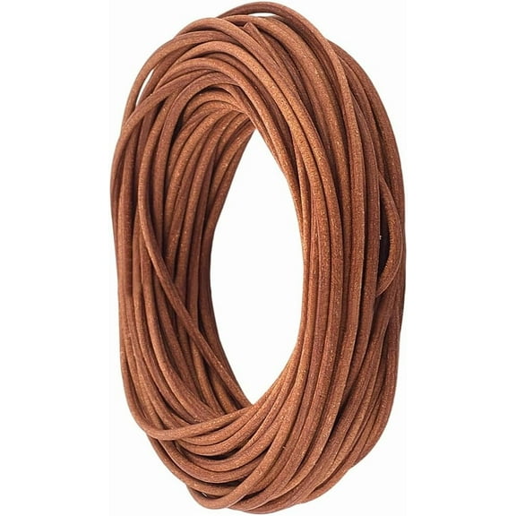 10.94 Yards 2MM Genuine Leather Cord for Crafts Light Brown Round Thin Cowhide Real Leather String Lace Cording Rope Braiding Strip Thread for Jewelry Making Necklace Bracelets Wraps Beading Peru