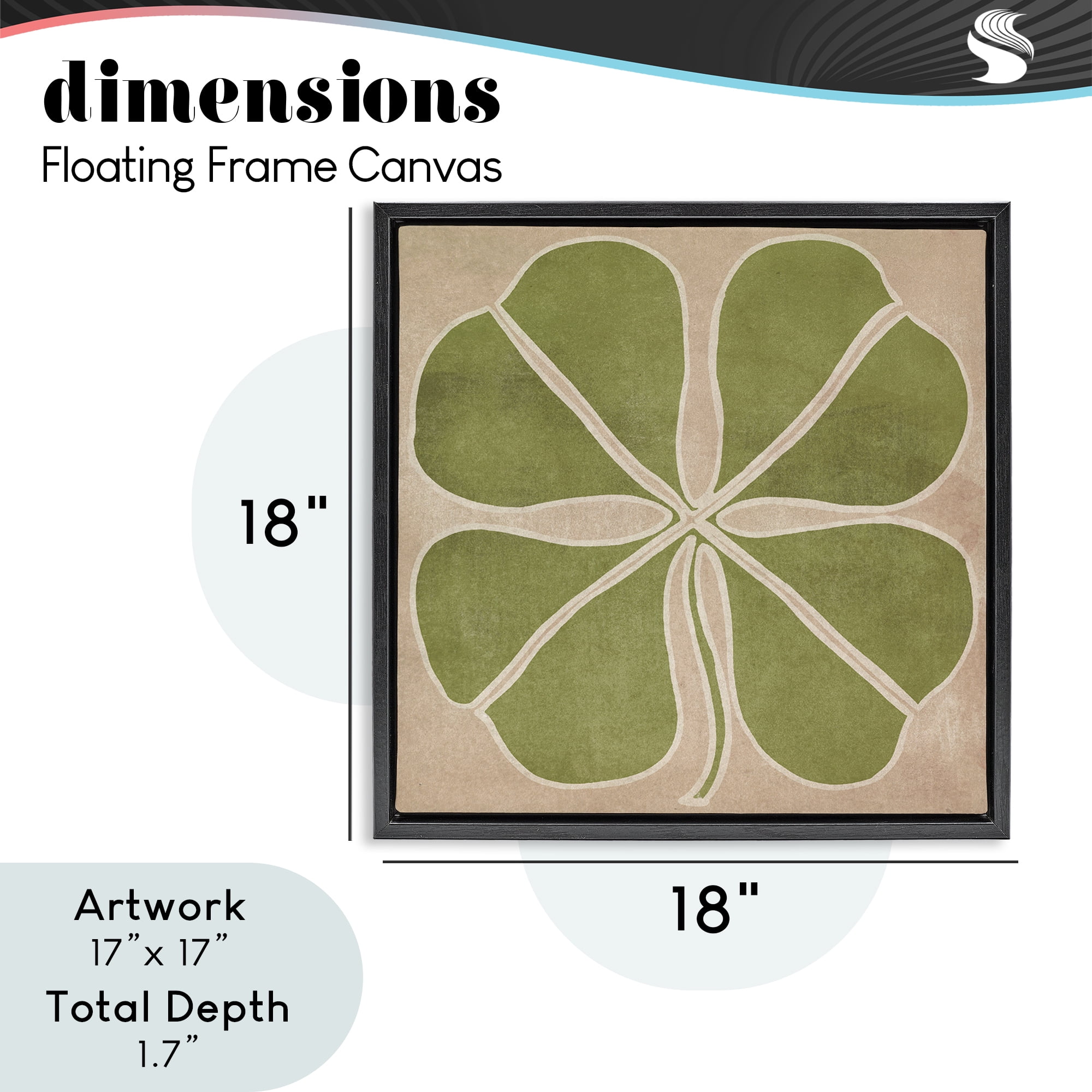 Neutral Symmetrical Clover Black Framed Floater Canvas Wall Art, design by June Erica Vess