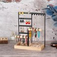 thumbnail image 3 of Jewelry Display Holder Metal Wood Organizing Standing Showing Tray Necklaces Rings Hanging Rack Large Capacity Jewelry Organizer Jewelries Stand Bracket Home White, 3 of 8