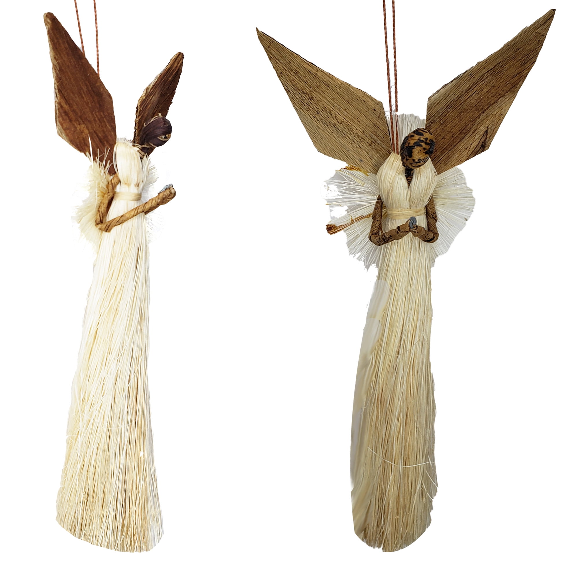 Angel Rattan Wings Praying Hands Dressed In Sisal And Banana Bark Christmas Tree Hanging Ornament Arrangement Décor Walmart Com Walmart Com