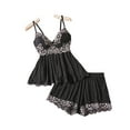 thumbnail image 4 of JSGEK Womens Sweetness Cami Set Lace Camisole Lingerie Nightwear V Neck Top and Shorts Comfy Cute Pajamas Lounge Sets Black M, 4 of 8