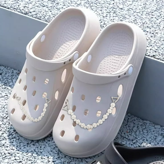 HEANUJJ 2-Pack White Plastic and Zinc Alloy Shoe Charms for Clogs, Women’s Footwear Accessories, Everyday Decoration