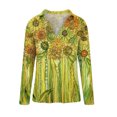 thumbnail image 4 of Tops de Mujer Elegante Blusa Casual Camisas de Manga Larga Otoño de Moda Cuello en V Estampado Floral Pullover Top Odeerbi ODB170569, 4 of 5