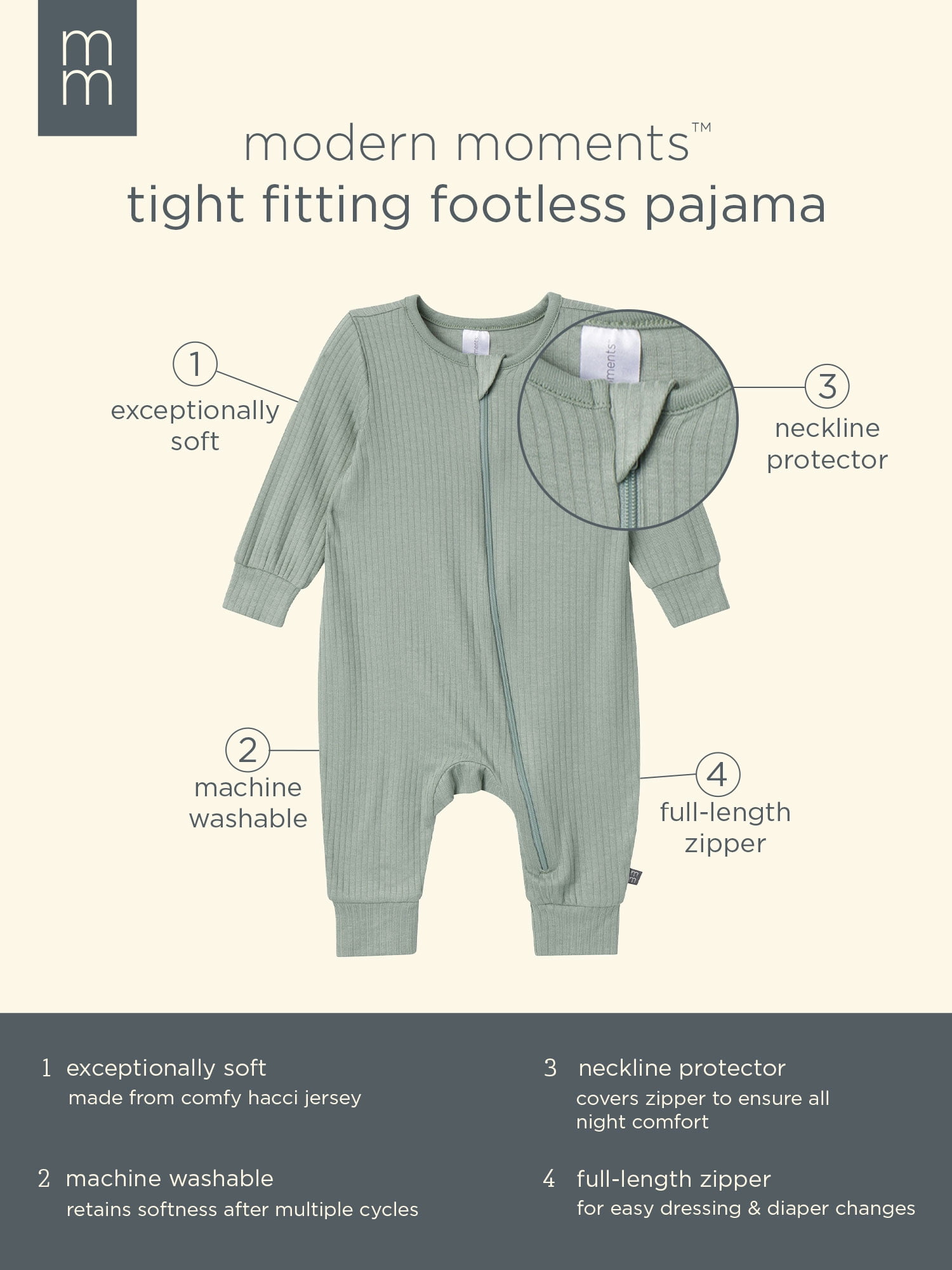 Modern Moments By Gerber Baby and Toddler Neutral Super Soft One-Piece Pajama, Sizes 0/3M - 5T