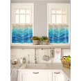 thumbnail image 5 of Teal Blue Ombre 2 Panel Kitchen Curtains for Small Windows, Summer Beach Abstract Ocean Wave Bathroom Tier Curtain, Short Window Treatment for Bedroom/Living Room 55"x36", 5 of 6