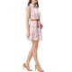 thumbnail image 4 of Vestido sin mangas de media abertura con estampado floral para mujer Inspire Chic, largo hasta la rodilla, con cinturón, en rosa y amarillo, 4 of 7