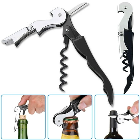 EEEKit Metal Corkscrew Doubled Hinged Waiters Wine Key Bottle Opener with Foil (The Best Wine Bottle Opener)