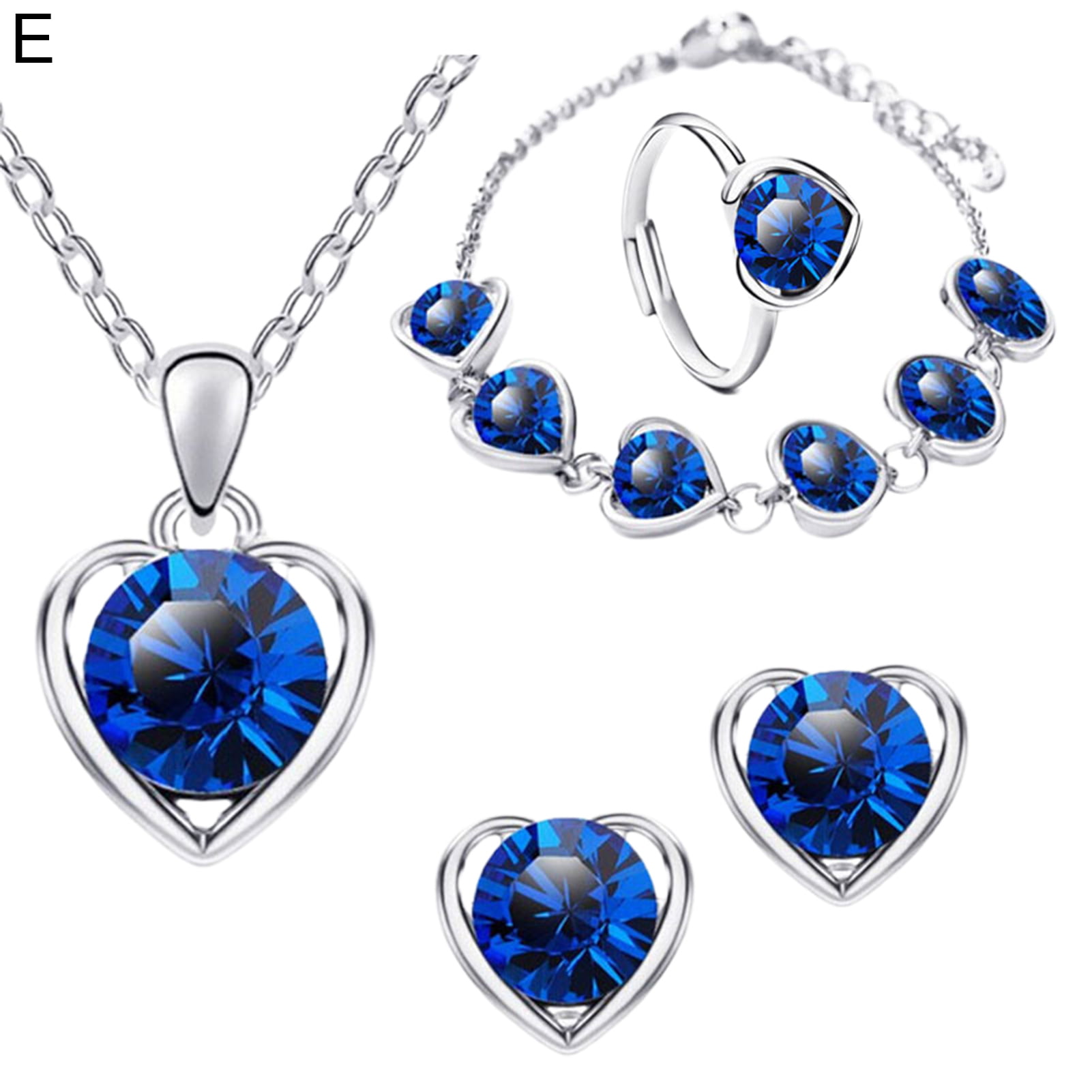 Details about   Diamante hearts chain necklace and earrings set 