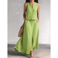 thumbnail image 4 of Summer Skirt Sets Women 2 Piece Outfits Sleeveless Top Elastic Waist Maxi Dress Sets with Pockets Green M, 4 of 6