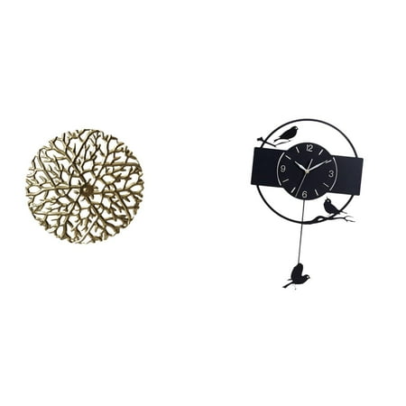 Wall Clock Bird Wall Decor Sculpture Swing Pendulum Iron Acrylic Material for Kitchen Study Lounge
