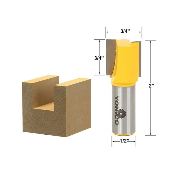 3/4" Diameter X 3/4" Height Straight Router Bit - 1/2" Shank - Yonico 14160