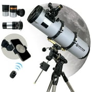 Spectrum Optical Instruments - PolarPlus 150EQ (5.9 inch) Professional Equatorial Reflector Telescope 25X -275X Zoom Smartphone Adapter and Remote Shutter - Compact and Portable