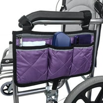 Wheelchair Side Bag with Cup Holder, Wheelchair Armrest Pouch Accessories for Walker, Rollator, Electric Scooter Wheelchairs, Ideal Gift for Mother's Day & Father's Day, Purple