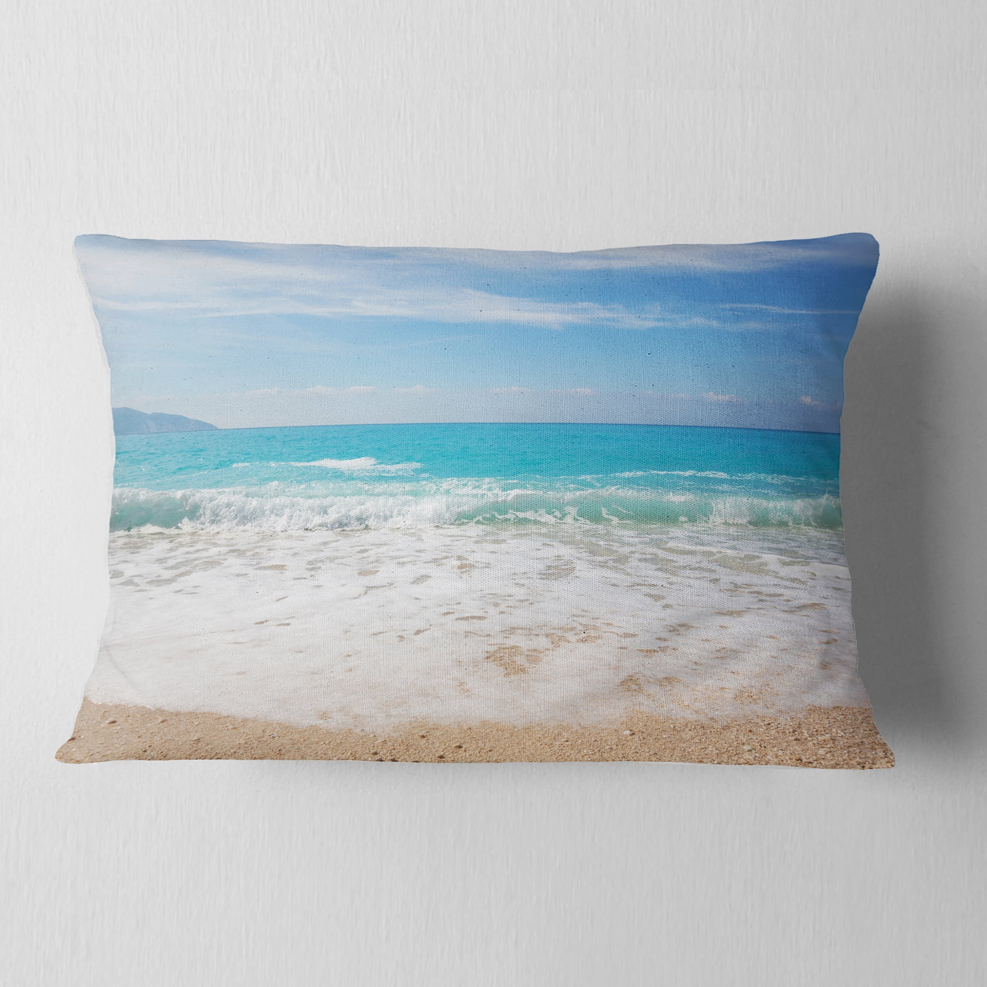 Designart 12" x 20" White Polyester Throw Pillow