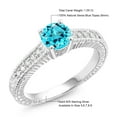 thumbnail image 6 of Gem Stone King 925 Sterling Silver 1.05 Ct Round Swiss Blue Topaz Women Engagement Ring (Size 5), 6 of 6