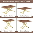 thumbnail image 3 of Space-Saving Adjustable Height Folding Table with X-Frame Metal Legs and Durable Wooden Top - 4 Versatile Forms for Small Spaces, Ideal for Coffee Dining and Living Room Use in Walnut Gold Finish, 3 of 9