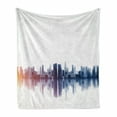 thumbnail image 1 of Modern Soft Flannel Fleece Throw Blanket, Panoramic View of a Megalopolis with a Reflection, Cozy Plush for Indoor and Outdoor Use, 50" x 60", White Multicolor, by Ambesonne, 1 of 5