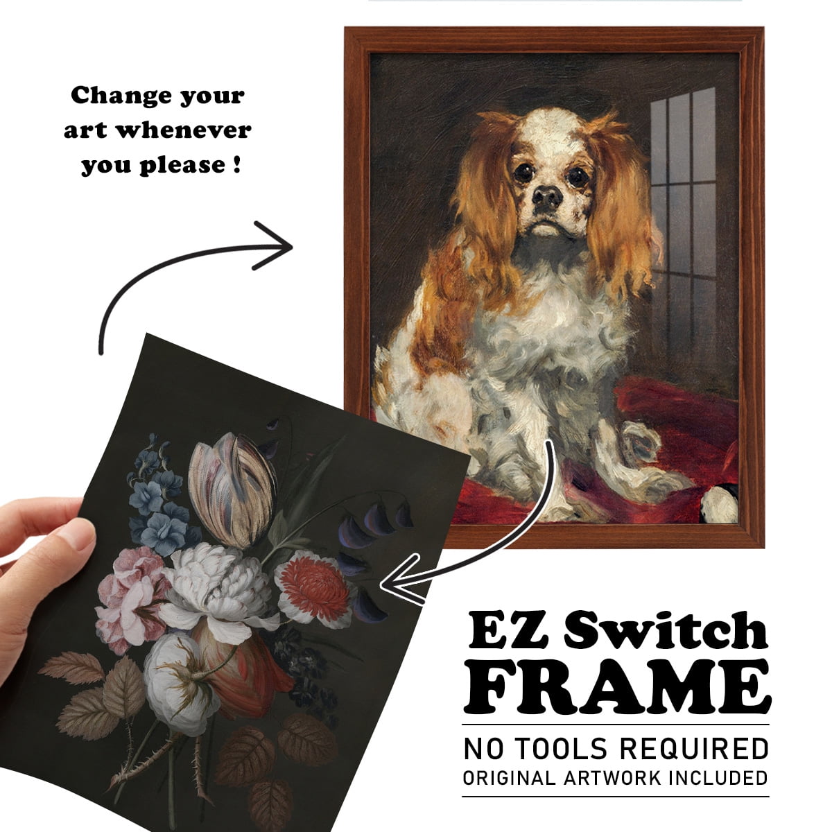 Dramatic Bouquet I -Framed Print w/glass-Chestnut