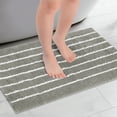 thumbnail image 2 of REGALWOVEN Striped Bathroom Rug, Non-Slip Soft Fluffy Bath Carpet, Water Absorbent Bathmat for Tub, Shower Dark Grey 16" x 24", 2 of 6